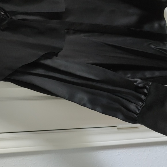 Women's Elegant 100% silk Stand Collar Blouse with detachable ruffle tie - Picture 4 of 8